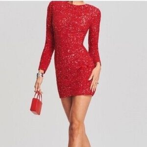 Red Sequin Mini Dress | Medium